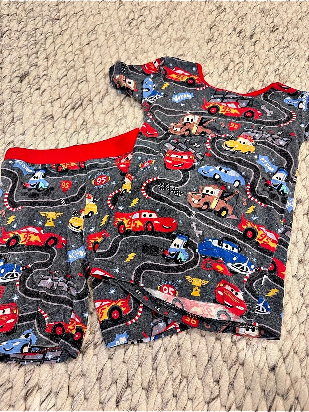 Little Sleepies Disney Cars Pajama Set Gray & Red